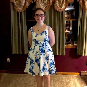 Blue and white flowered dress. Worn once.